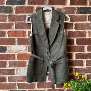 NWT Banana Republic Army Green Linen Vest